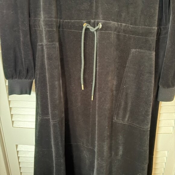 ME + EM drawstring-waist velvet midi dress black 12 - Picture 5 of 11